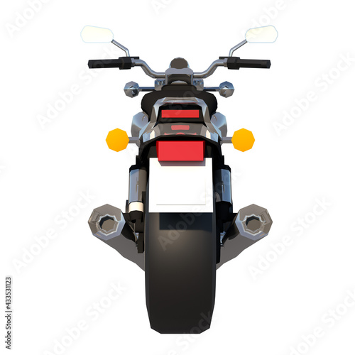 City urban motorcycle 2- Back view white background 3D Rendering Ilustracion 3D