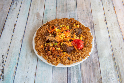 African dish from senegal with rice, chicken