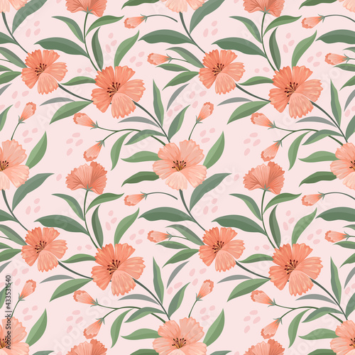 Wallpaper Mural Flowers and leaf in vintage color seamless pattern. Torontodigital.ca