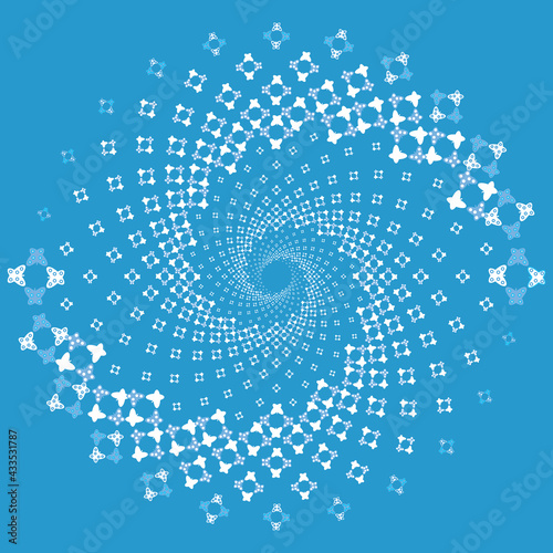 Dotted Halftone Vector Spiral Pattern or Texture of butterflies. Dot Background