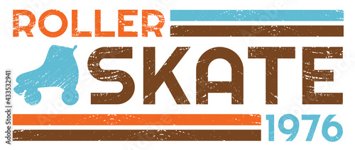 Grunge vintage roller skate sign