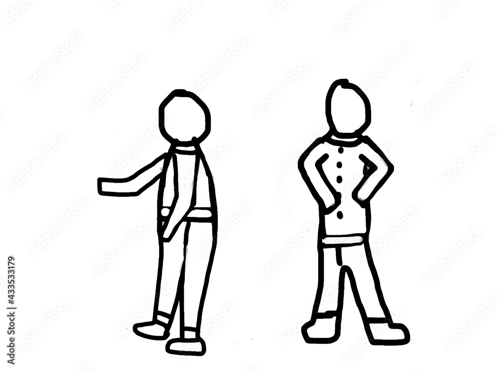 Black Line Illustration of Bodies in Different Poses without Faces Black Line Illustration of Bodies in Different Poses without Faces