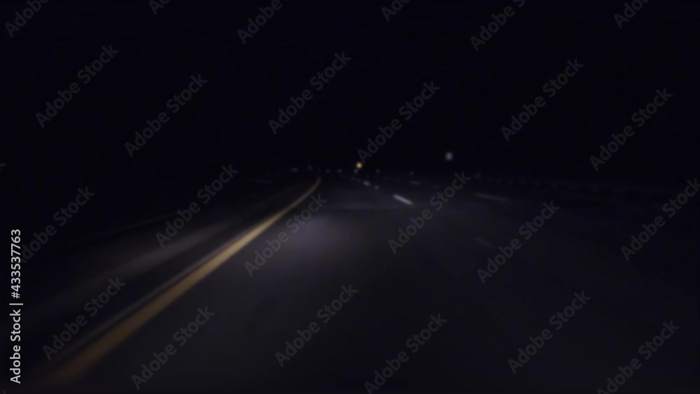POV FPV driving on a rural road at night slightly blurred effect POV FPV driving on a rural road at night slightly blurred effect