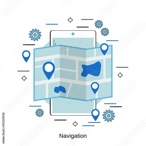 Navigation flat design style vector concept illustration