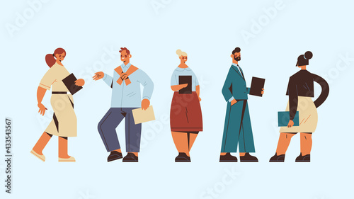 set businesspeople holding folder business people team office workers in casual clothes