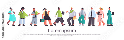 set businesspeople holding folder mix race business people team office workers in casual clothes