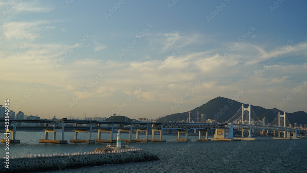 Busan,Korea-May,13,2021 : Gwangalli and Haeundae in Busan