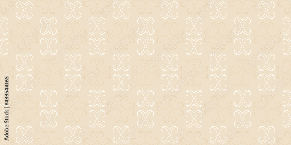 Abstract background pattern with floral ornament on beige background, wallpaper. Seamless pattern, texture. Vector image