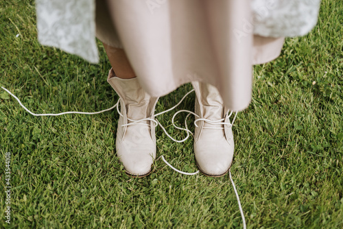 untied Women's Shoes white on grass 