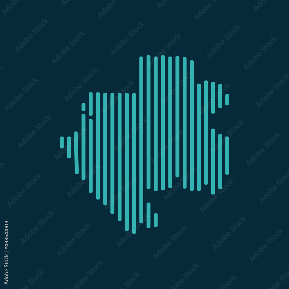 Vector abstract map of Gabon with blue straight rounded lines isolated on a indigo background. Vector abstract map of Gabon with blue straight rounded lines isolated on a indigo background.