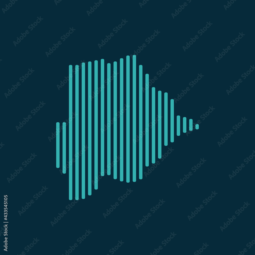 Vector abstract map of Botswana with blue straight rounded lines isolated on a indigo background. Vector abstract map of Botswana with blue straight rounded lines isolated on a indigo background.