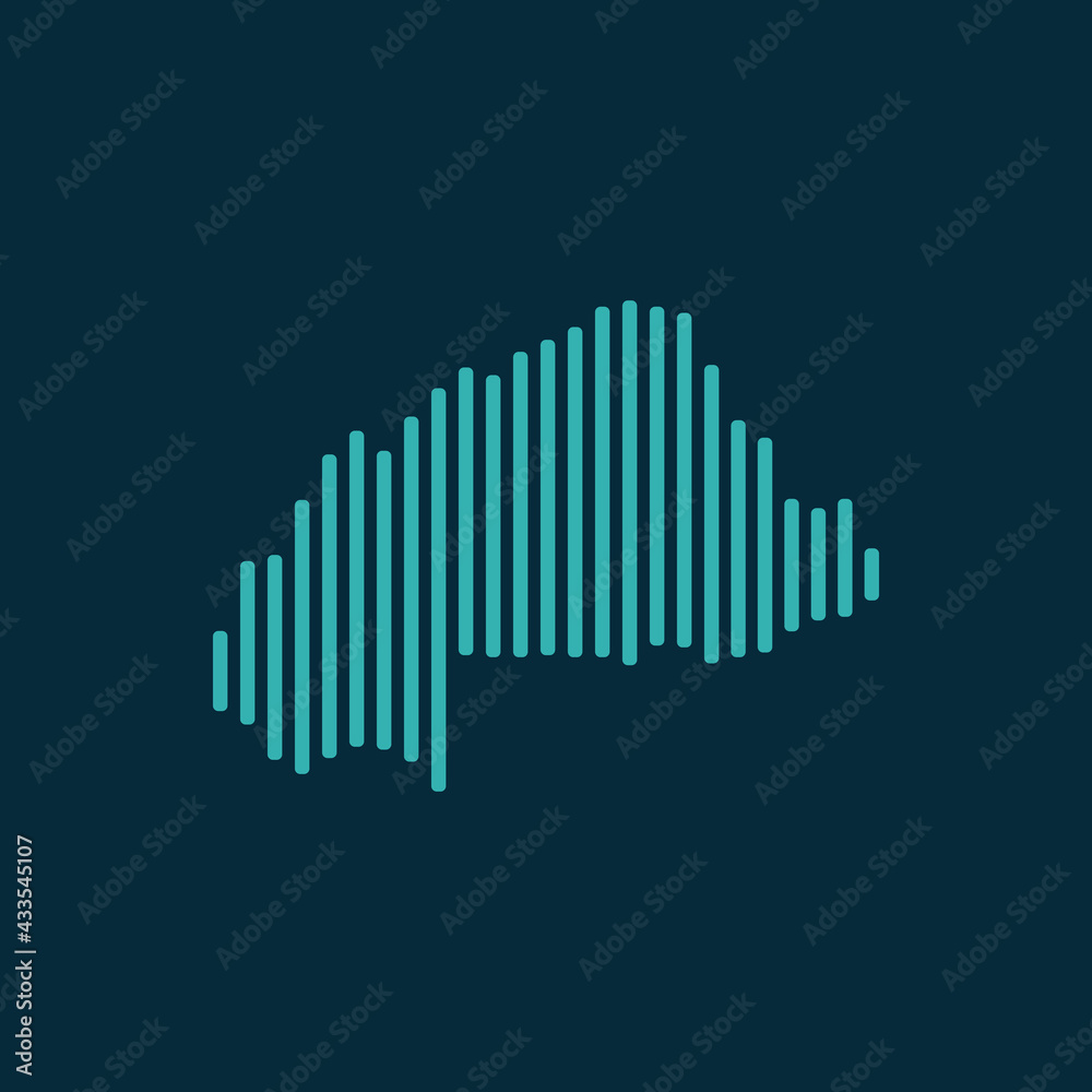 Vector abstract map of Burkina Faso with blue straight rounded lines isolated on a indigo background. Vector abstract map of Burkina Faso with blue straight rounded lines isolated on a indigo background.