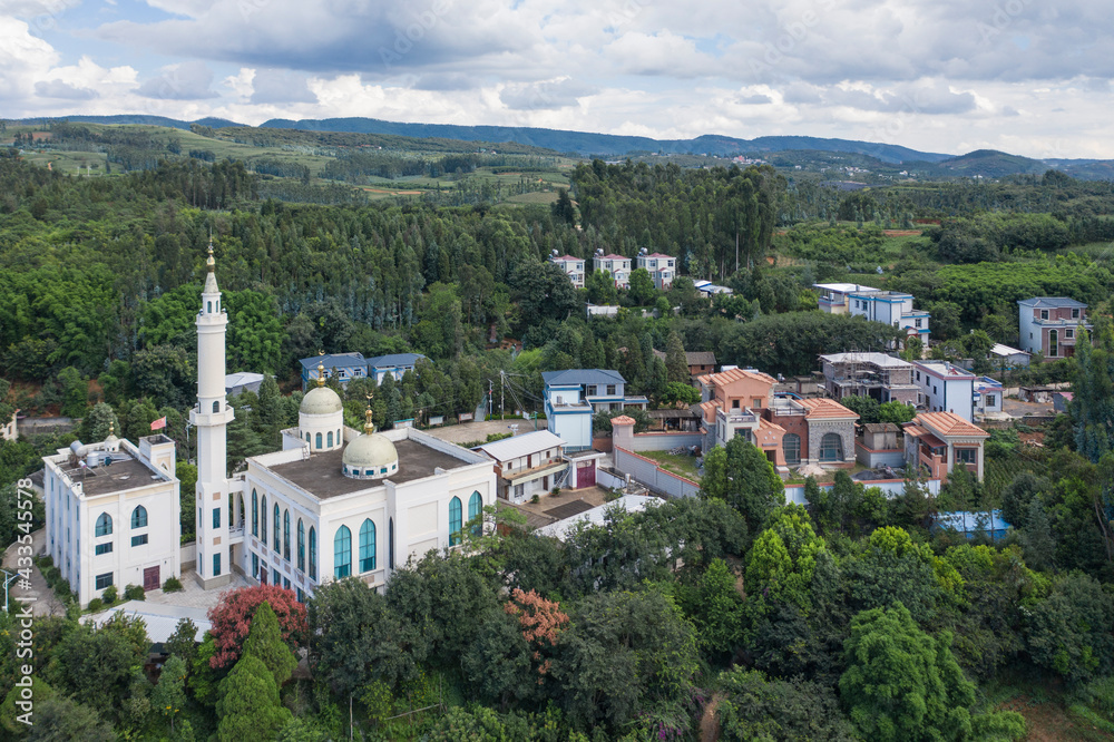 Aerial view of a Hui mosque in Yunnan, China