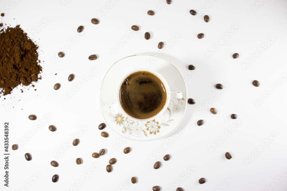 Fototapeta cup of coffee beans