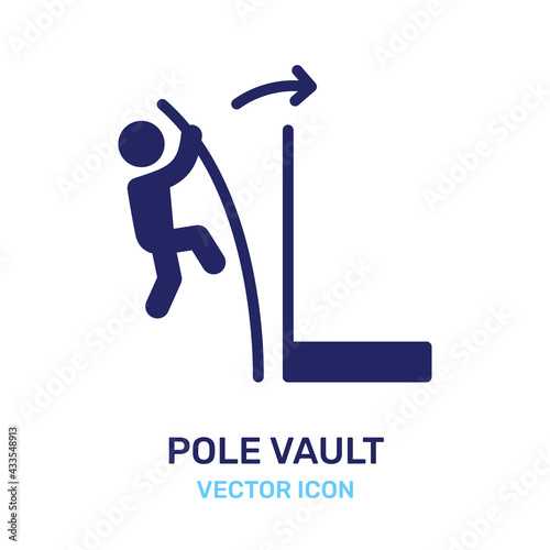 Athlete training for pole vault sport competition icon