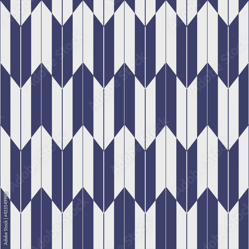 Traditional japanese seamless pattern like an arrow feather in blue and gray with vertical alignment.