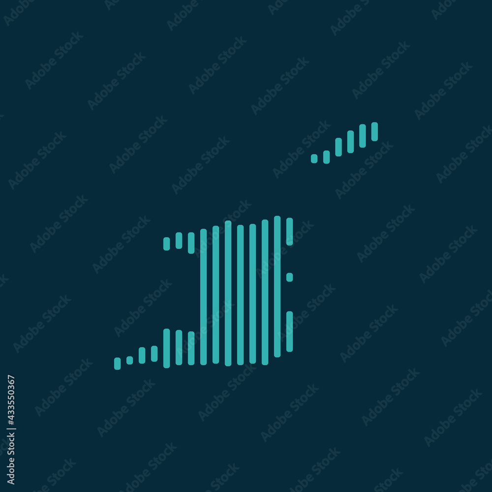 Vector abstract map of Trinidad and Tobago with blue straight rounded lines isolated on a indigo background. Vector abstract map of Trinidad and Tobago with blue straight rounded lines isolated on a indigo background.