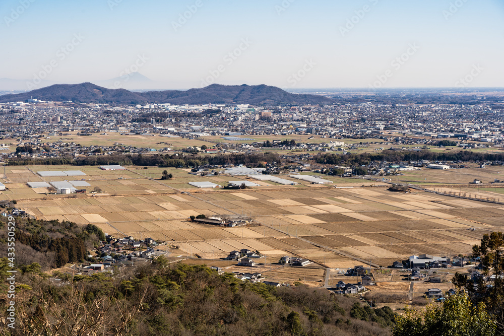 栃木百名山　大小山　見晴台からの眺望　栃木県足利市　冬
