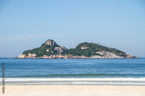 Tijuca Islands, seen from Barra da Tijuca Beach in Rio de Janeiro.