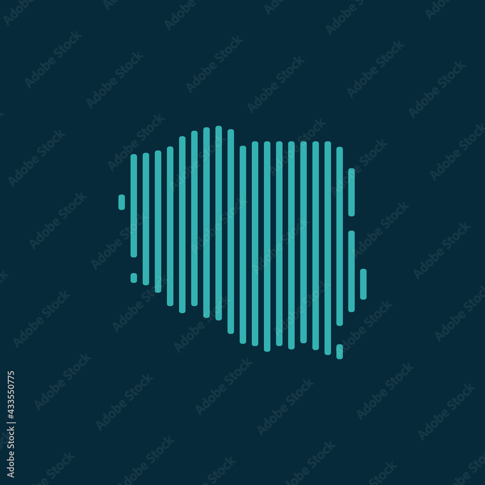 Obraz premium Vector abstract map of Poland with blue straight rounded lines isolated on a indigo background.