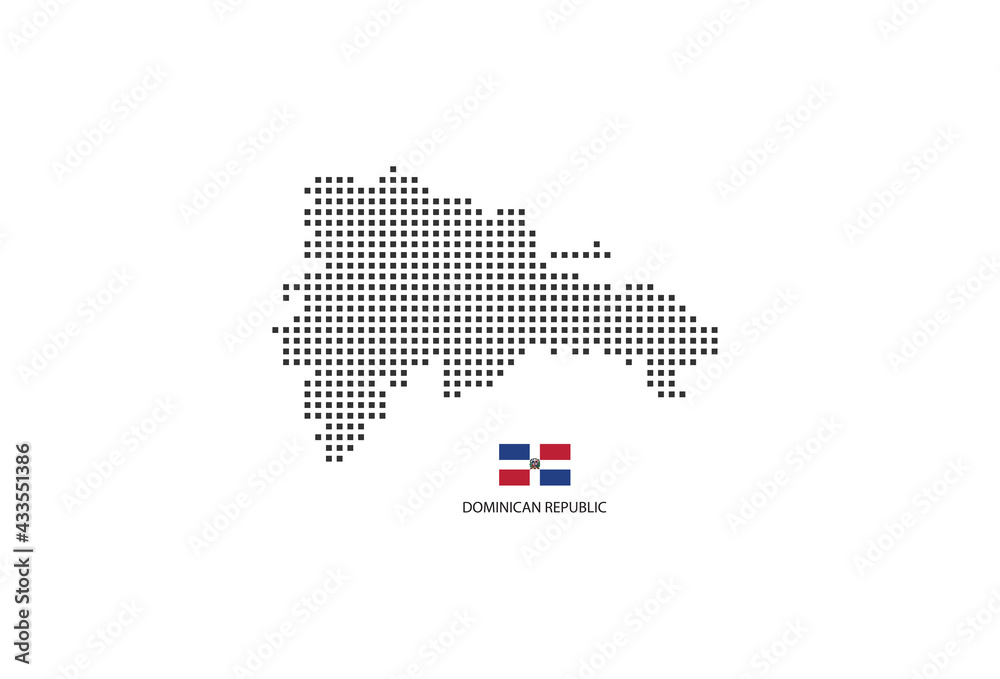 Vector square pixel dotted map of Dominican Republic isolated on white ...
