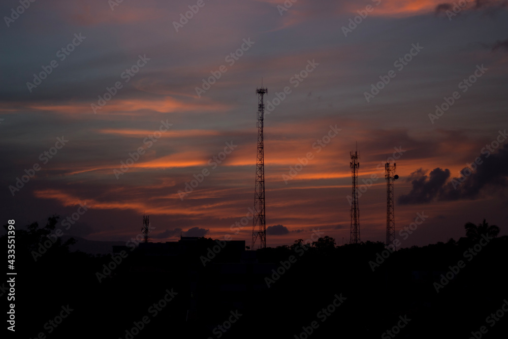 sunset over the city