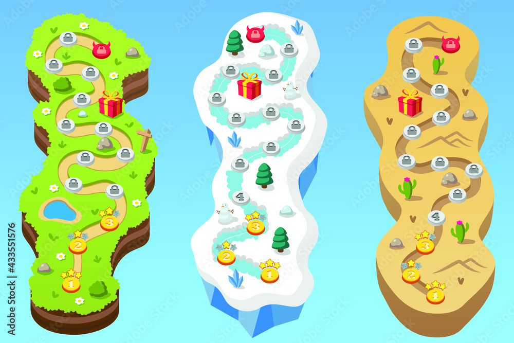 Level World Map For Mobile Games - Assets - For Game Reskin Royalty Free  SVG, Cliparts, Vectors, and Stock Illustration. Image 107220775.