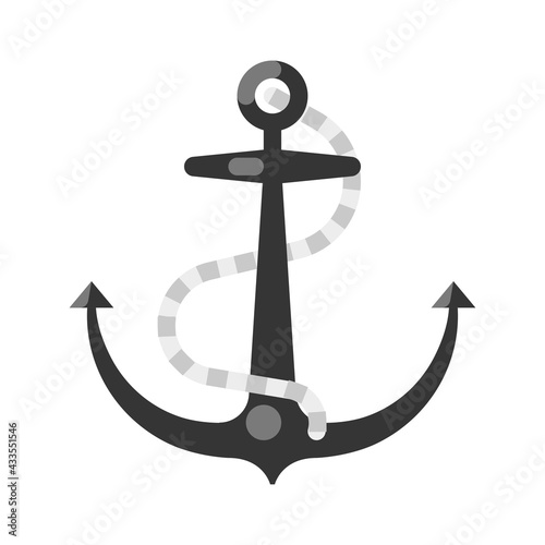 Sea ship anchor with rope icon vector flat illustration. Nautical equipment for parking marine port