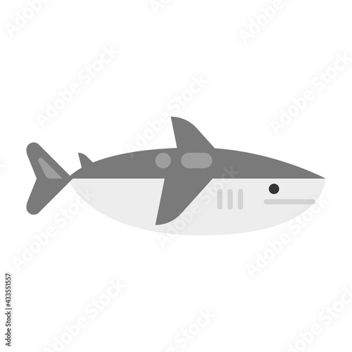 Colorful shark simple icon vector flat illustration. Ferocious nautical animal with tail isolated