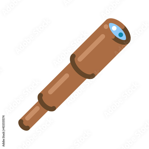 Antique spyglass equipment icon vector flat illustration. Portable optical telescope magnification