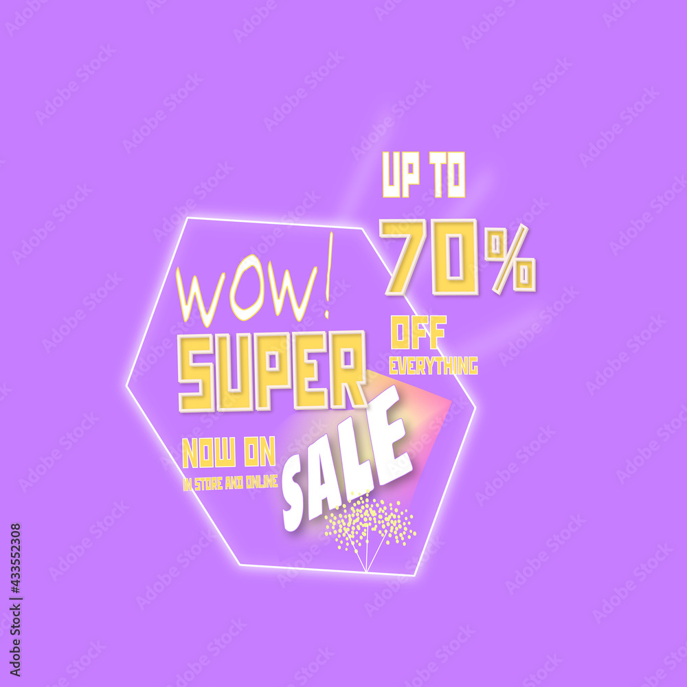 Fototapeta premium Wow sale super sale up to 70% off everything now on limited time offer