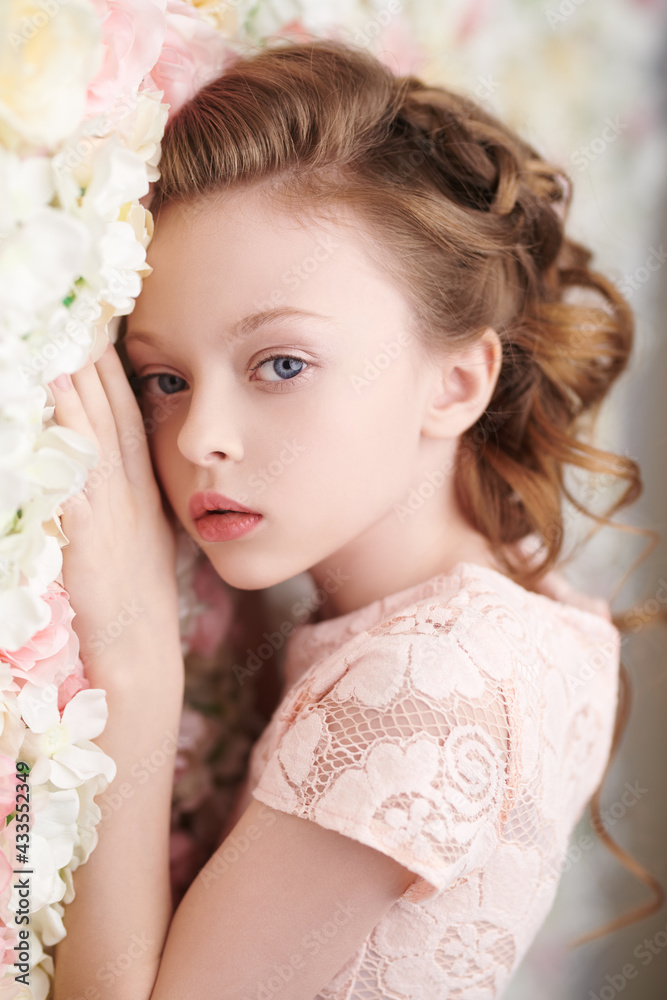 tender girl with flowers