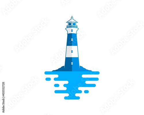 abstract sea with land of lighthouse on the top