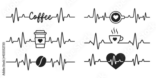 Heartbeat vector Graphs of a fast heartbeat from caffeinated morning coffee.