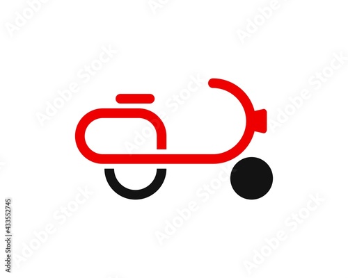 Abstract and simple motorcycle with red and black color