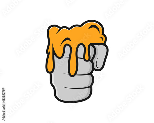 Fist hand with beer soda logo