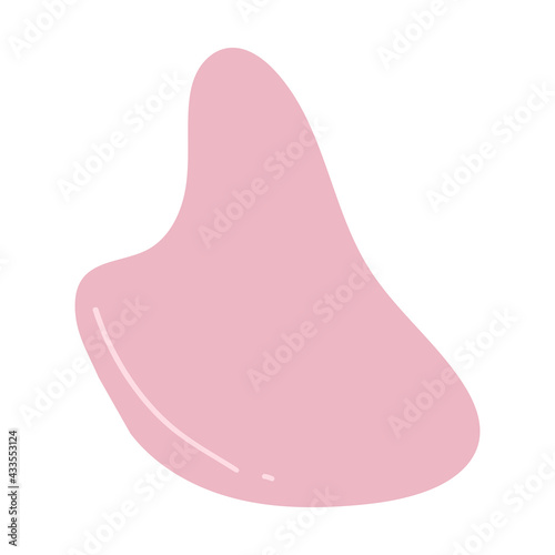 Pink quartz Gua Sha face massager.Vector hand drawn cartoon