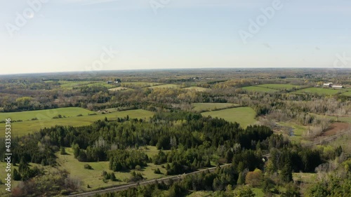 An overhead aerial shot of the Mountsberg Reservoir, which is located in Puslinch, Ontario. Just outside Milton. Located in the Greater Toronto Area. photo