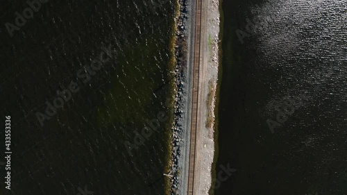 An overhead aerial shot of the Mountsberg Reservoir, which is located in Puslinch, Ontario. Just outside Milton. Located in the Greater Toronto Area. photo