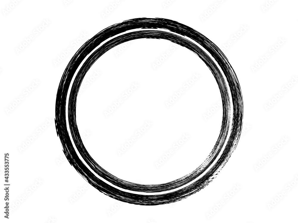 Grunge oval shape made for marking.Grunge oval logo.Grunge circle made of black paint using art brush.
