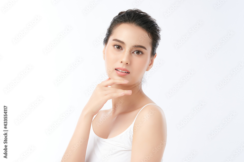 Beautiful young asian woman with clean fresh skin on white background, Face care, Facial treatment, Cosmetology, beauty and spa, Asian women portrait Beautiful young asian woman with clean fresh skin on white background, Face care, Facial treatment, Cosmetology, beauty and spa, Asian women portrait
