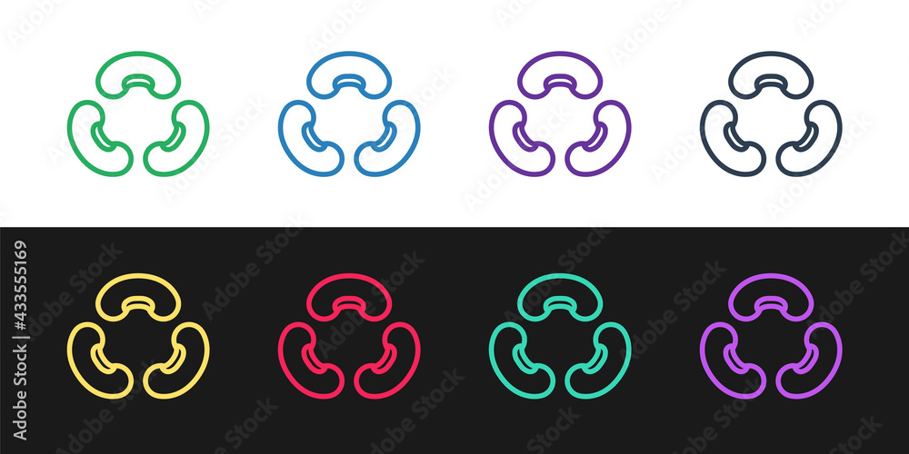 Set line Beans icon isolated on black and white background. Vector Set line Beans icon isolated on black and white background. Vector