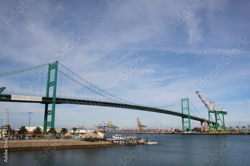 Vincent Thomas Bridge at the port of Los Angeles  San Pedro  California  USA. 