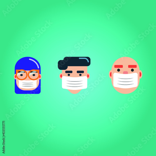 Men, women and old people who wear mouth masks to prevent germs.