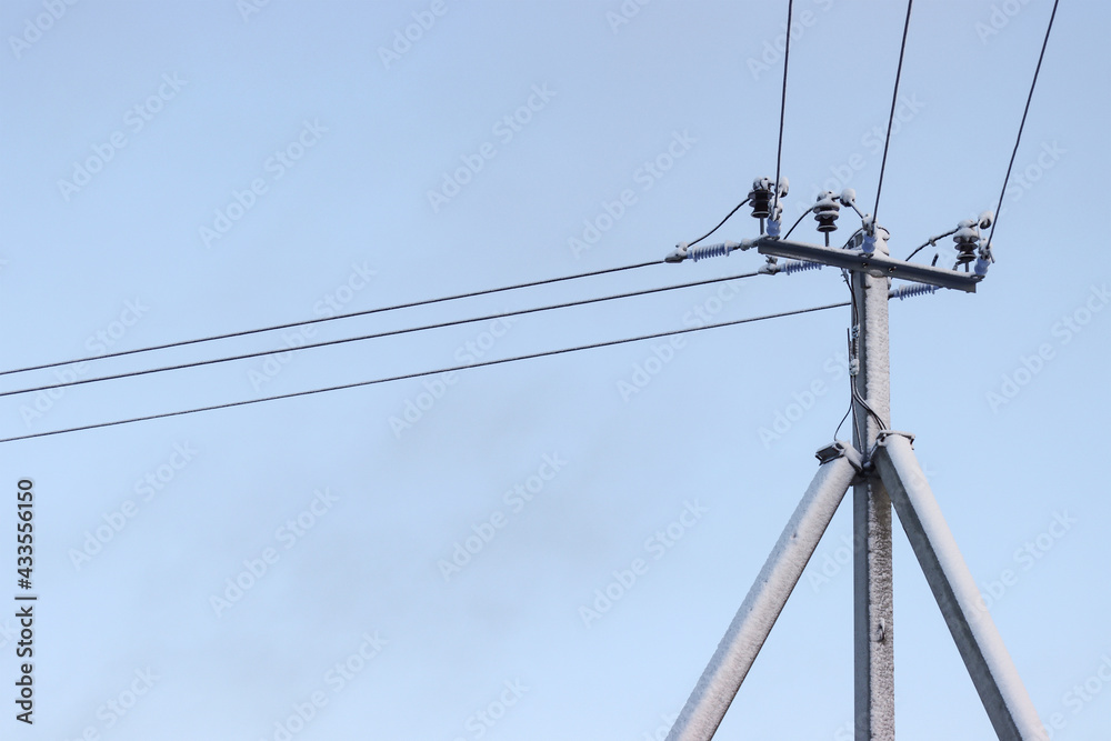 Concrete power line in the snow. Concrete power line in the snow.