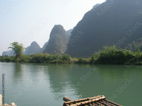 Bamboo rafting on the Yulong River, Yangshuo, China.