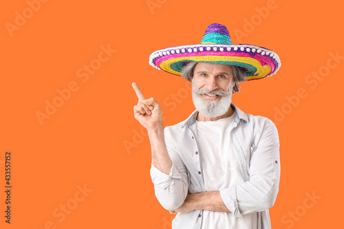 Senior man in sombrero hat ...