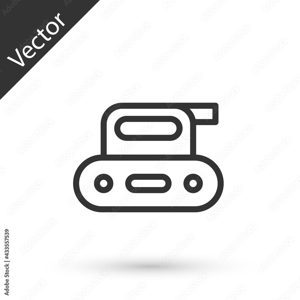 Grey line Electric planer tool icon isolated on white background. Vector Grey line Electric planer tool icon isolated on white background. Vector