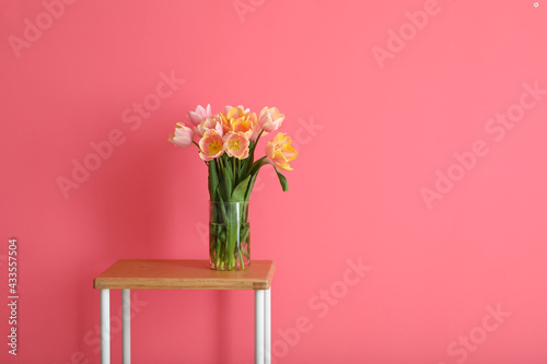 Fresh pink and yellow tulip...