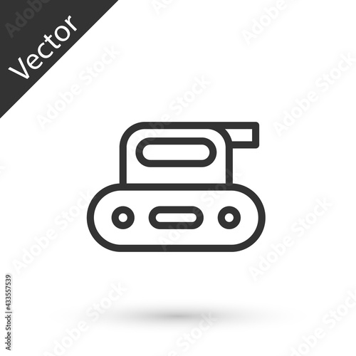 Grey line Electric planer tool icon isolated on white background. Vector